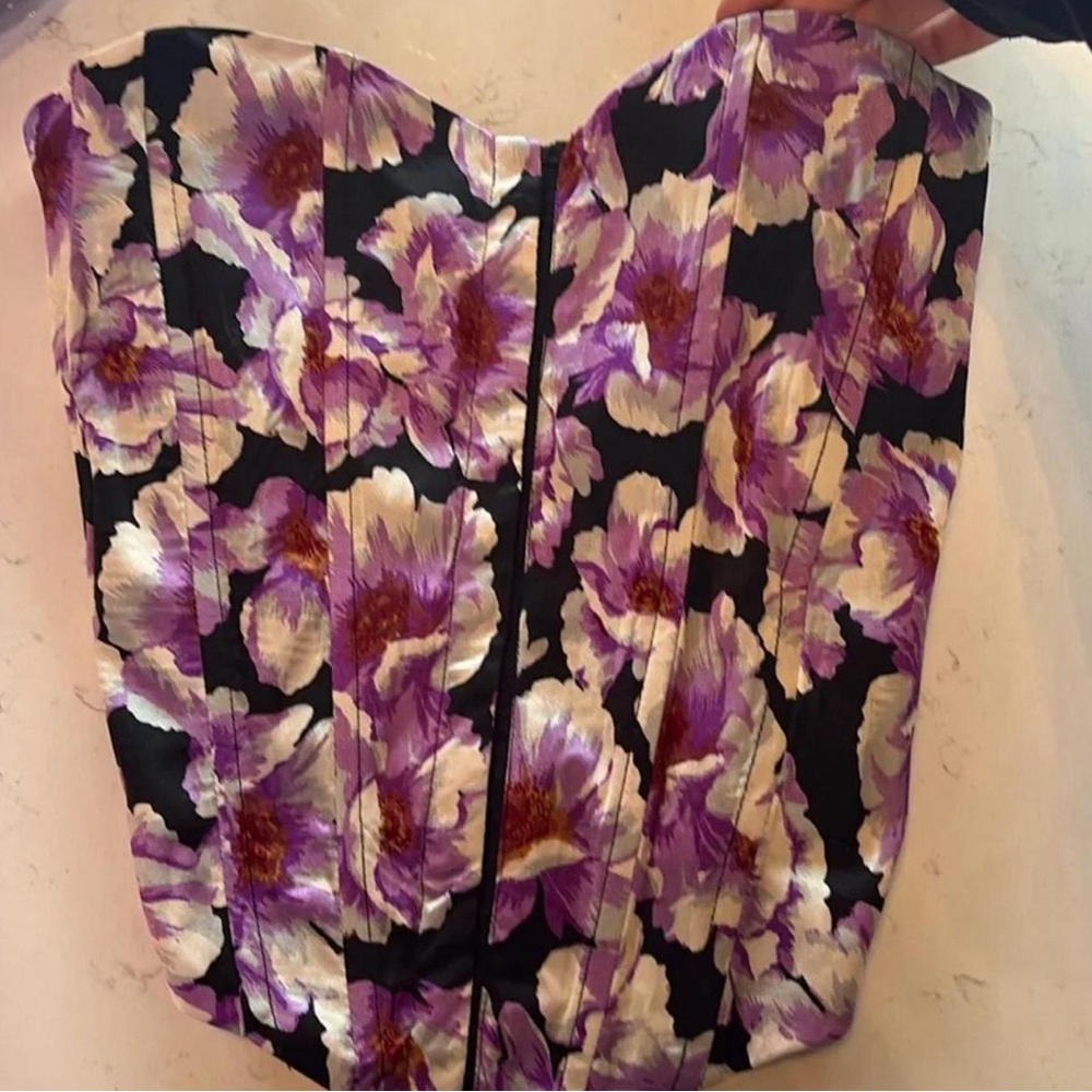 Forever 21 Black and Purple Floral Top